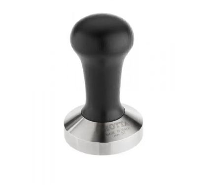 Coffee tamper with black handle 58 mm convex base