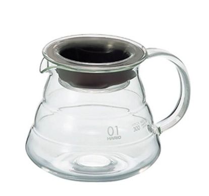 Hario V60 Range Server for pour-over coffee (clear) 360 ml with a glass handle